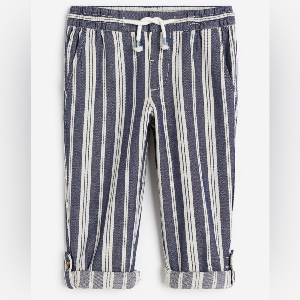 Loose Fit Cotton Roll Up Pants